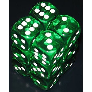 Set 12 dadi D6 16mm Translucent (verde) CHX23605