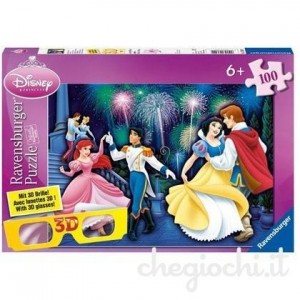 Puzzle 100 pz 3D con occhiali Disney Princess Art. 136292 Puzzle 100 pz 3D con occhiali Disney Princess Art. 136292