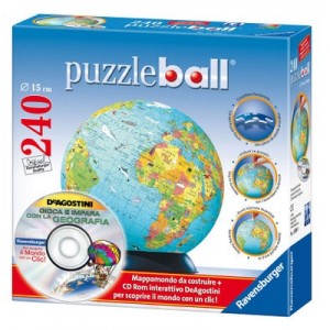 Puzzleball 240 pz Mappamondo + CD ROM interattivo De Agostini Art.115174 Puzzleball 240 pz Mappamondo + CD ROM interattivo De Agostini Art.115174