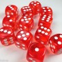 Set 12 dadi D6 16mm trasparenti (arancio)