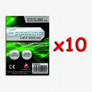 BUNDLE 10 pezzi 63,5x88 mm bustine protettive trasparenti Sapphire (100 bustine)(Green)